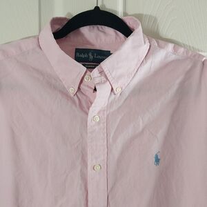 Ralph Lauren Men's Classic Fit Pink Button-Down Shirt With Emblem Suze XL